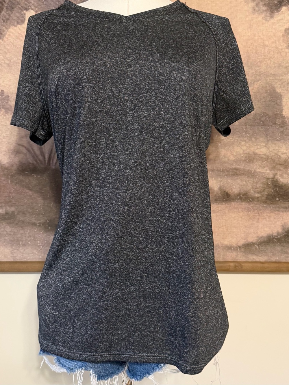 adidas Women's Heathered Charcoal Short-Sleeve Tee